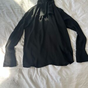 H&M Black Long Sleeve Bow Neck Blouse